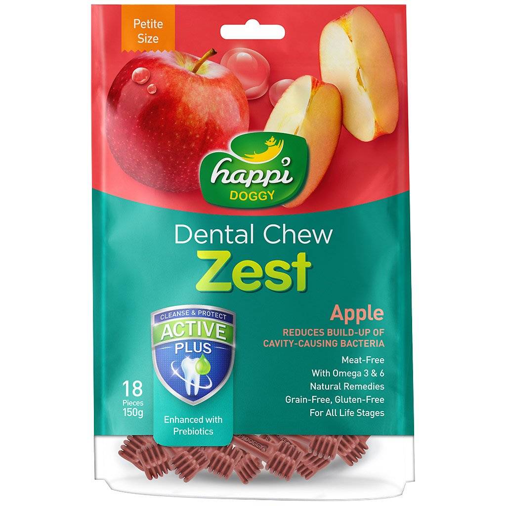 Happi Doggy Dental Chew Zest Apple 150g (18 Pieces) Petite